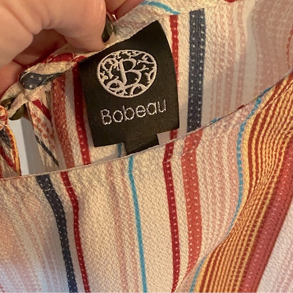 Bobeau boutique Striped Multicolor Ruffle Butterfly Sleeve Top - SZ Large NWOT - Picture 6 of 6